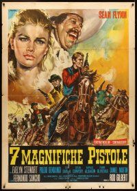 1t225 SEVEN MAGNIFICENT GUNS Italian 1p '66 Sean Flynn, spaghetti western art by Ezio Tarantelli!