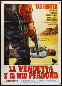 1t248 VENGEANCE IS MY FORGIVENESS Italian 1p '68 art of gunman standing over dead guy by Deamicis!