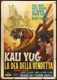1t249 VENGEANCE OF KALI Italian 1p '63 art of snarling tiger, elephants & top stars by Martinati!