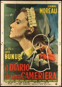 1t090 DIARY OF A CHAMBERMAID Italian 2p '64 Luis Bunuel, art of Jeanne Moreau by Angelo Cesselon!