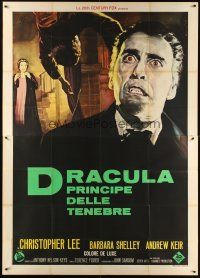 1t091 DRACULA PRINCE OF DARKNESS Italian 2p '66 art of vampire Christopher Lee by Enzo Nistri!