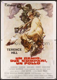 1t095 GENIUS, TWO FRIENDS & AN IDIOT Italian 2p '75 Damiani & Leone, Casaro art of Terence Hill!