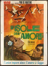 1t097 LE ISOLE DELL'AMORE Italian 2p '70 art of birds flying over lovers by Rodolfo Gasparri!