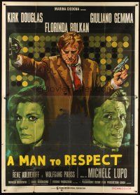 1t099 MAN TO RESPECT Italian 2p '71 cool different art of Kirk Douglas by Ermanno Iaia!