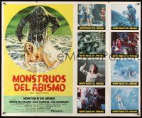 1t074 HUMANOIDS FROM THE DEEP INCOMPLETE Spanish/U.S. 1-stop poster '80 art of monster over sexy girl!