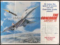 1t049 CONCORDE: AIRPORT '79 subway poster '79 cool art of the fastest airplane attacked by missile