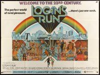 1t059 LOGAN'S RUN subway poster '76 art of Michael York & Jenny Agutter running away by C. Moll!