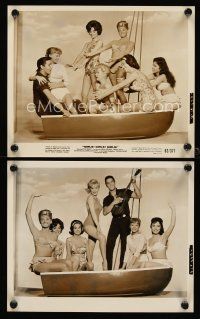 1w872 GIRLS GIRLS GIRLS 2 8x10 stills '62 Elvis Presley & Stella Stevens in boat with sexy girls!