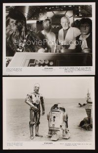 1w967 STAR WARS 2 8x10 stills '77 Chewie, Hamill, Guiness & Harrison Ford + R2-D2 & C-3PO!