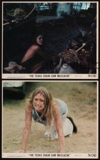 1w190 TEXAS CHAINSAW MASSACRE 3 8x10 mini LCs '74 Tobe Hooper classic, images of terrified girls!
