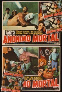 1x121 LOT OF 6 SANTO MEXICAN LOBBY CARDS '75 all from Anonimo Mortal, where he fights Nazis!