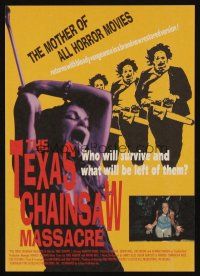 1x335 TEXAS CHAINSAW MASSACRE Japanese 7.25x10.25 R92 Tobe Hooper cult classic slasher horror!