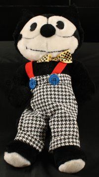 1x252 FELIX THE CAT plush toy '88 wearing his black & white overalls with pom pom nose!