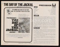 1x590 DAY OF THE JACKAL pressbook '73 Zinnemann assassination classic, master killer Edward Fox!