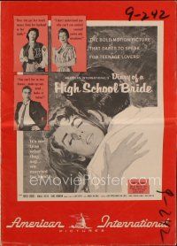 1x593 DIARY OF A HIGH SCHOOL BRIDE pressbook '59 AIP bad girl, it's not true what they say!