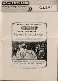1x611 GABY pressbook '56 wonderful close up art of soldier John Kerr kissing Leslie Caron!