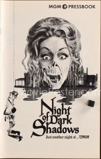 1x655 NIGHT OF DARK SHADOWS pressbook '71 wild freaky art of the woman hung as a witch 200 years ago