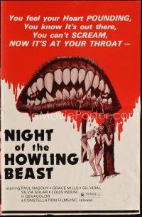 1x656 NIGHT OF THE HOWLING BEAST pressbook '77 Paul Naschy, art of bloody teeth & sexy girls!