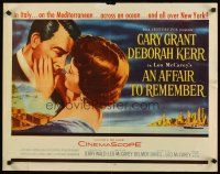1y011 AFFAIR TO REMEMBER 1/2sh '57 romantic close-up art of Cary Grant about to kiss Deborah Kerr!