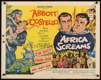 1y012 AFRICA SCREAMS style B 1/2sh '49 wacky art of Bud Abbott & Lou Costello cooking in cauldron!