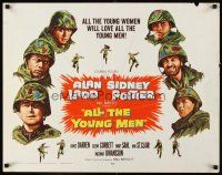 1y016 ALL THE YOUNG MEN 1/2sh '60 Alan Ladd & Sidney Poitier deal w/race relations in Korean War!