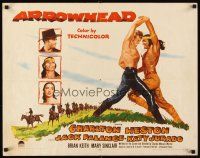 1y027 ARROWHEAD 1/2sh '53 art of Charlton Heston fighting Native American Jack Palance!