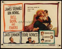 1y042 BELL, BOOK & CANDLE style B 1/2sh '58 James Stewart, sexiest witch Kim Novak, Jack Lemmon!