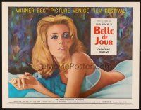 1y043 BELLE DE JOUR 1/2sh '68 Luis Bunuel, close up of sexy half-dressed Catherine Deneuve!