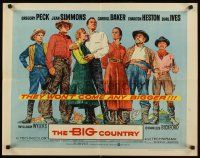 1y049 BIG COUNTRY style A 1/2sh '58 Gregory Peck, Charlton Heston, William Wyler classic!