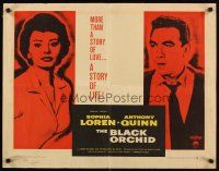 1y056 BLACK ORCHID style B 1/2sh '59 Anthony Quinn, Sophia Loren, a story of love, by Martin Ritt!