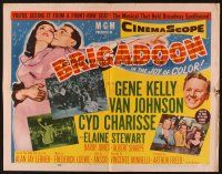 1y065 BRIGADOON style A 1/2sh '54 great romantic close up art of Gene Kelly & Cyd Charisse!