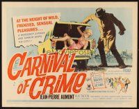 1y081 CARNIVAL OF CRIME 1/2sh '64 wild art of murderer putting tied up girl into car trunk!