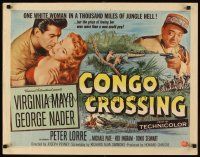 1y099 CONGO CROSSING style B 1/2sh '56 Peter Lorre pointing gun at Virginia Mayo & George Nader!