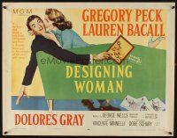 1y120 DESIGNING WOMAN style B 1/2sh '57 romantic art of Gregory Peck & Lauren Bacall!