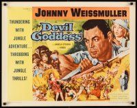 1y123 DEVIL GODDESS 1/2sh '55 Johnny Weissmuller is NOT Jungle Jim, cool jungle montage art!