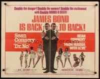 1y132 DR. NO/FROM RUSSIA WITH LOVE 1/2sh '65 Sean Connery as Bond, double danger & excitement!