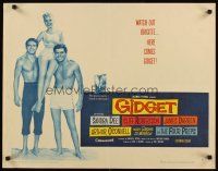 1y174 GIDGET style A 1/2sh '59 cute Sandra Dee on James Darren & Cliff Robertson's shoulders!