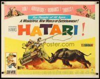 1y211 HATARI 1/2sh '62 Howard Hawks, great artwork images of John Wayne in Africa!