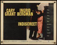 1y241 INDISCREET 1/2sh '58 Cary Grant & Ingrid Bergman, directed by Stanley Donen!
