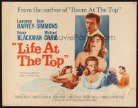 1y282 LIFE AT THE TOP 1/2sh '66 art of Laurence Harvey with sexy Jean Simmons & Honor Blackman!