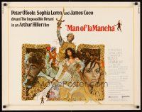 1y309 MAN OF LA MANCHA 1/2sh '72 Peter O'Toole, Sophia Loren, cool Ted CoConis art!
