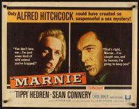 1y313 MARNIE 1/2sh '64 Sean Connery & Tippi Hedren in Alfred Hitchcock's suspenseful sex mystery!