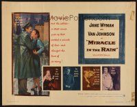 1y322 MIRACLE IN THE RAIN 1/2sh '56 great romantic art of Jane Wyman & Van Johnson!