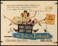 1y371 PERFECT FURLOUGH 1/2sh '58 great artwork of Tony Curtis in uniform with Janet Leigh!