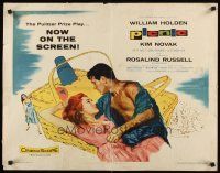 1y373 PICNIC style B 1/2sh '56 romantic artwork of William Holden & Kim Novak!