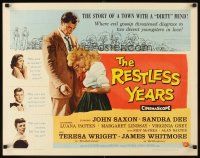 1y388 RESTLESS YEARS 1/2sh '58 John Saxon & Sandra Dee are condemned by a town with a dirty mind!