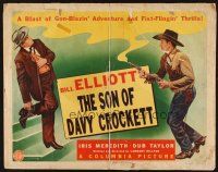 1y445 SON OF DAVY CROCKETT style B 1/2sh '41 Wild Bill Elliot, cool western action artwork!