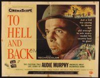 1y495 TO HELL & BACK style A 1/2sh '55 Audie Murphy's life story as a kid soldier in WWII!