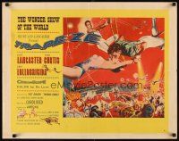 1y503 TRAPEZE style A 1/2sh '56 circus art of Burt Lancaster, Gina Lollobrigida & Tony Curtis!