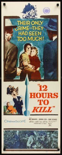 1z128 12 HOURS TO KILL insert '60 Barbara Eden, Nico Minardos, time was running out for 2 victims!